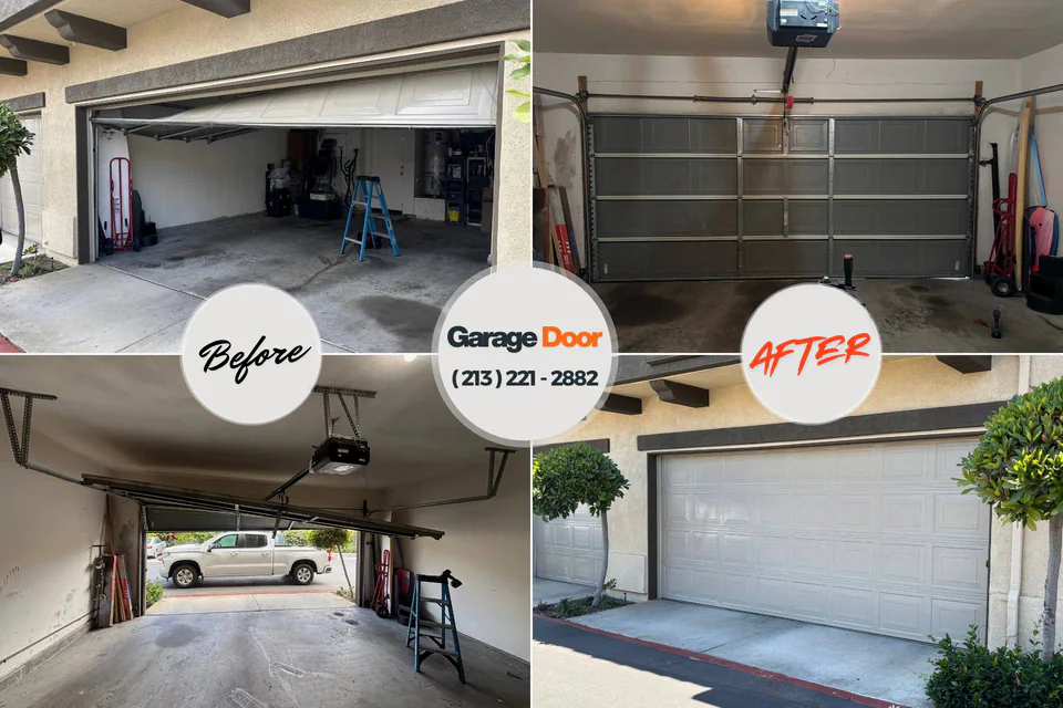 Before and after: garage door repair Madden Homes Fayetteville